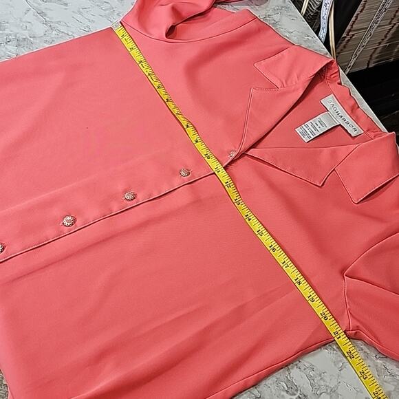 Womans Sz 10 Orange Fairy Feminine Decorative Buttons Long Sleeve Sag Harbor Top - Picture 7 of 9